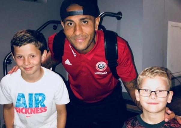 Stewart Booth on Twitter writes: "My boys with Sir Leon Clarke after the pre-season friendly against Inter Milan."