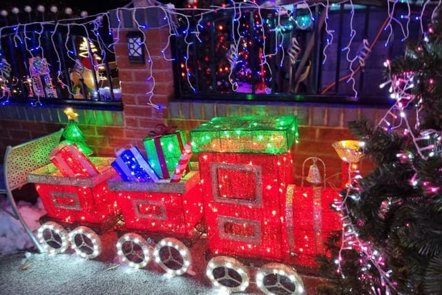 This festive train is part of the amazing Christmas lights display on Lyons Street in Pitsmoor, Sheffield, created to raise money for The Sick Children's Trust
