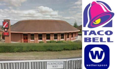 Damon's restaurant which is being turned into a Wetherspoons next to where a Taco Bell is being built. This new planning application for a hot food takeaway, drive thru and pre-school nursery is for the former Damon's car park.