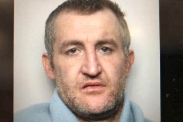 Pictured is burglar Mark Flynn, 37, of Grove Place, Balby Bridge, Doncaster, who has been jailed for two years and three months at Sheffield Crown Court.