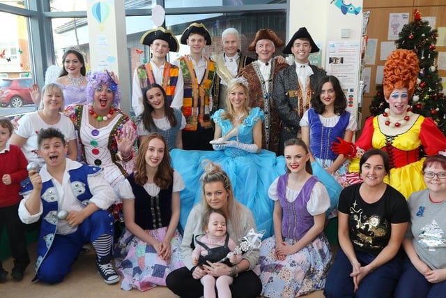The cast of Cinderella meeting youngsters at the children’s outpatient department at Chesterfield Royal in 2018.