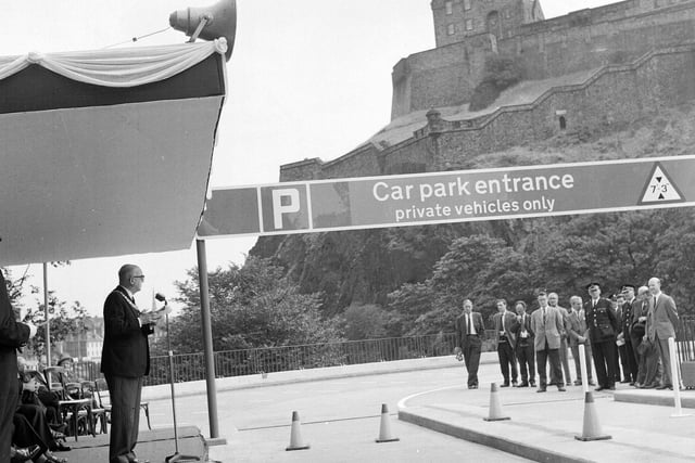 Lord Provost Duncan M Weatherstone inaugurated the completed part of Edinburgh's Castle Terrace  car park in 1965.