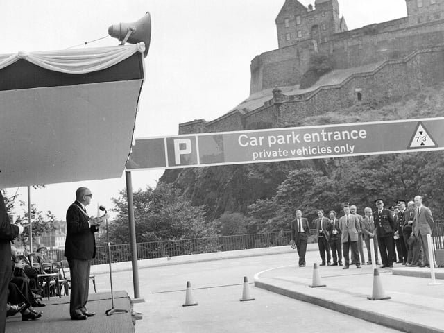 Lord Provost Duncan M Weatherstone inaugurated the completed part of Edinburgh's Castle Terrace car park in 1965.