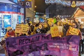 Women marched through the city centre in a bid to oppose gender-based violence and 'reclaim Sheffield's streets' on the evening of Saturday, November 26