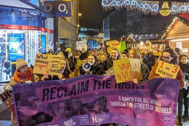 Women marched through the city centre in a bid to oppose gender-based violence and 'reclaim Sheffield's streets' on the evening of Saturday, November 26