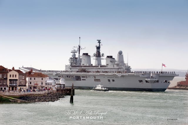 HMS Ark Royal sailing past Spice Island May 2010. Picture: Paul Costen