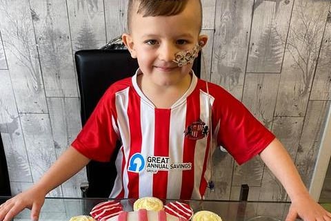 Jack Dale, age 5, with his Wembley weekend cakes. Enjoy the game, Jack!