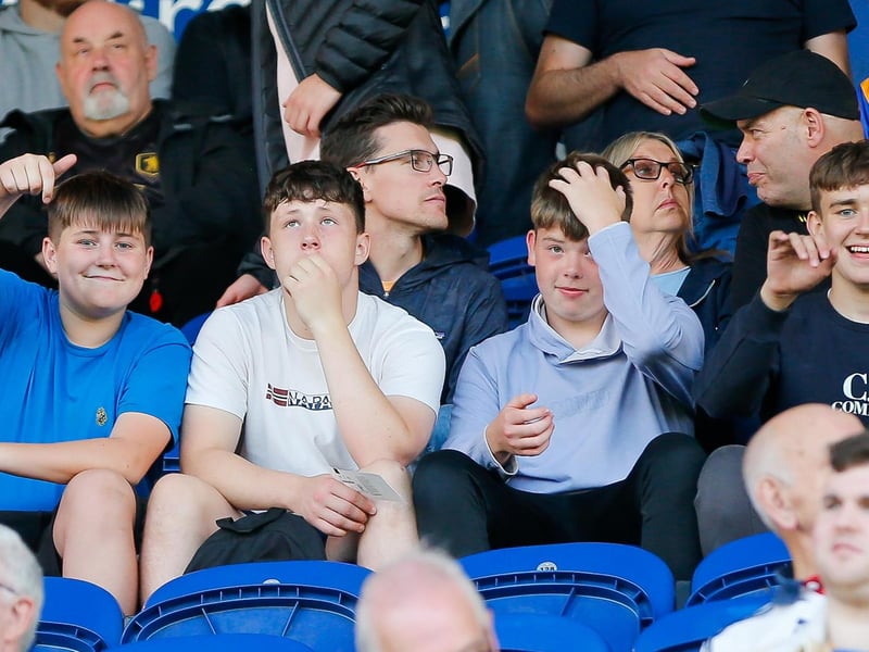 Mansfield Town fans in the stands ahead of their side's defeat to Preston North End.