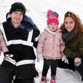Mia, Duane and Ella Somerset with Bethany Stanley enjoying the snow. in 2018