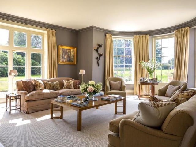 Full-height windows give many of the rooms at Baughurst House a bright and cheerful look. But another key asset is a high-tech security and sound system that is fitted throughout. It is an example of exceptional attention to detail.
