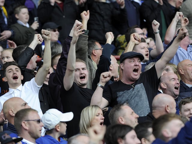 Joyous Sheffield Wednesday fans celebrate at Oakwell in 2017....Pic Steve Ellis