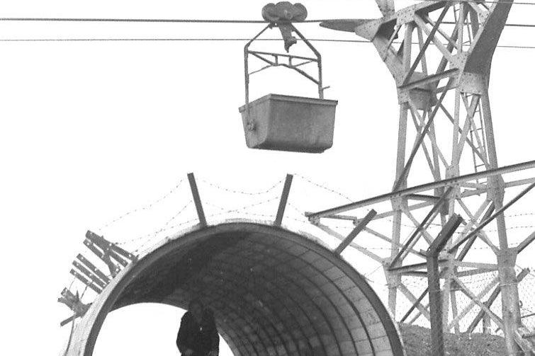 Pit buckets at Easington Colliery.