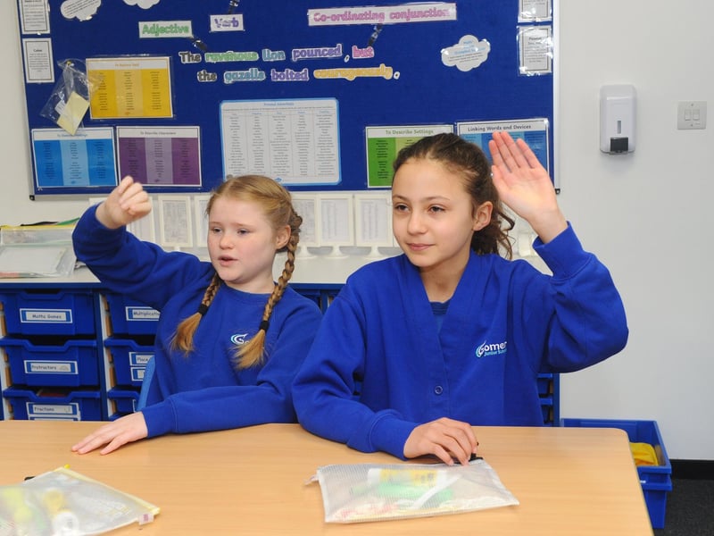 Lucia Ashton and Isabelle Thomas think they know the answer to the teacher's question