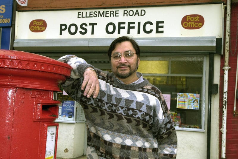 Sub Postmaster Kamalbir Singh, outside the Pitsmoor Post Office he ran in 2000
