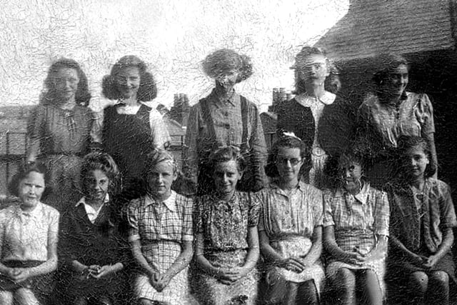 Girls from Wellington Place School, Buckland, Portsmouth in September 1945