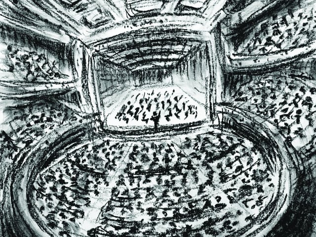 During lockdown I used Zoom for a new venture with artist Cassandra Harrison to run a online art workshops across the world. This sketch is of the Usher Hall, from a photograph using charcoal.