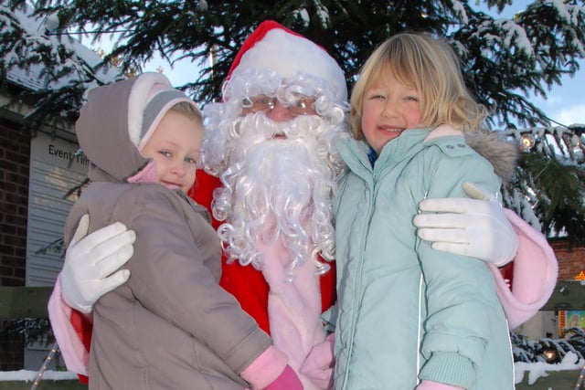 Santa brought the snow with him to Farnfields White Post Farm on Saturday, were he met Ashlie Biggin 4 and Lucy Garthwaite 4 in December 2010