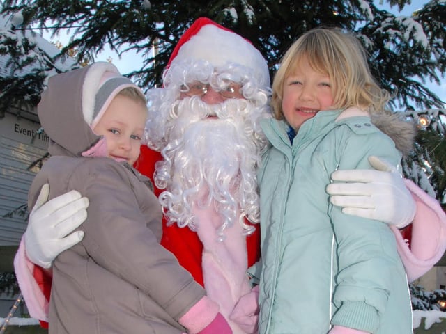 Santa brought the snow with him to Farnfields White Post Farm on Saturday, were he met Ashlie Biggin 4 and Lucy Garthwaite 4 in December 2010