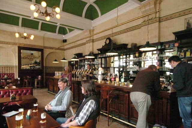 The Sheffield Tap, at Sheffield railway station in the city centre, is a 'busy station bar in a restored Edwardian refreshment room, popular for its extensive range of international beers.