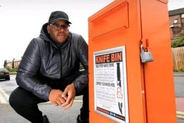Anthony Olaseinde installs weapons bins across Sheffield to make the city safer