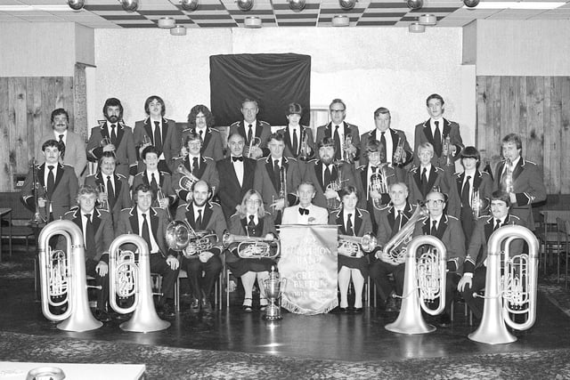 Silksworth Colliery Brass Band pictured in 1982. Can you recognise any of the members?