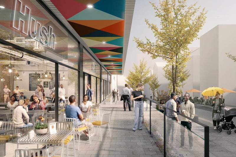 Al fresco dining and shopping from the view of Cambridge Street. Credit: AHMM Architects.