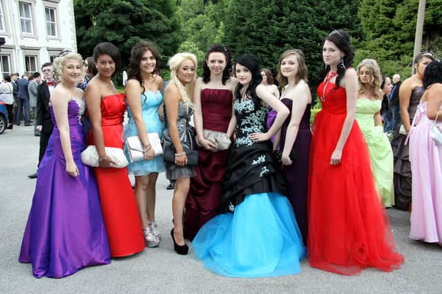 Prom Queens: The glamorous female pupils of Parkside School, Chesterfield, pictured at their prom night at the New Bath Hotel in Matlock Bath.