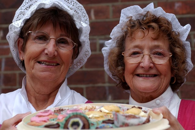 Pat Sutherland and Tarry Stephenson had a feast of cupcakes at the Cleadon Village Fair in 2003.