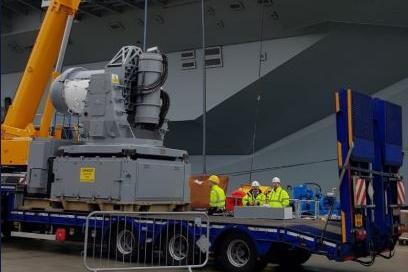 The three Phalanx guns, which are nicknamed R2-D2 after the Star Wars character, are capable of firing 3,000 rounds per minute at incoming enemy aircraft and missiles.