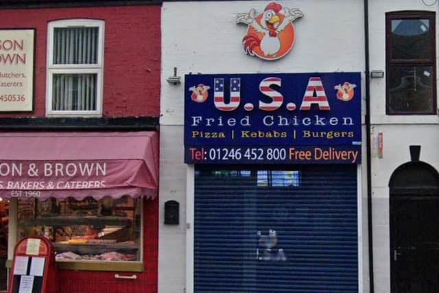 USA Fried Chicken, on Sheffield Road, Chesterfield. The business is listed on Companies House as "HS Fried Chicken".