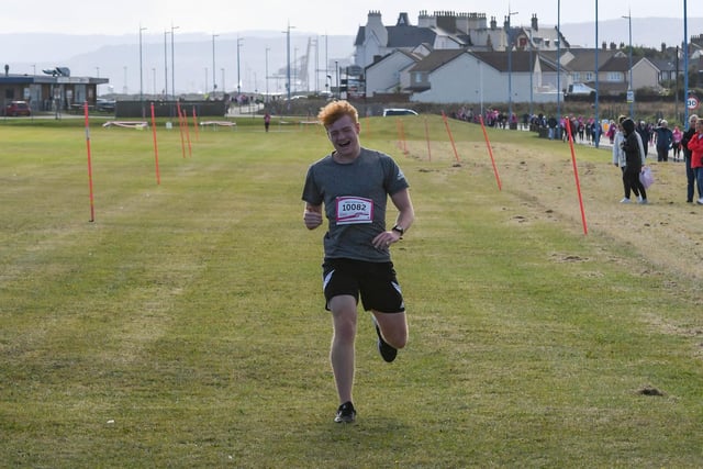 First to cross the finishing line: Matthew Harri son at the Hartlepool Race for Life 2021.