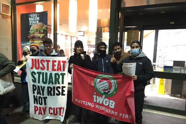 The drivers are employed by Stuart Delivery, which is sub-contracted to Just Eat. They say the strike, which started in December, has cost Just Eat and McDonald’s thousands of pounds in lost orders.