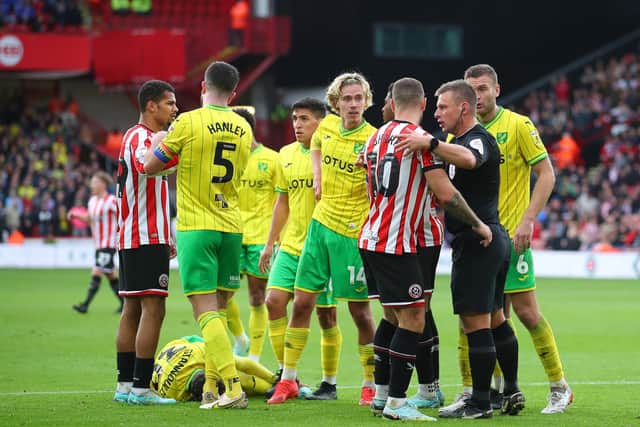 Sheffield United's game against Norwich City contained a number of flashpoints: Simon Bellis / Sportimage