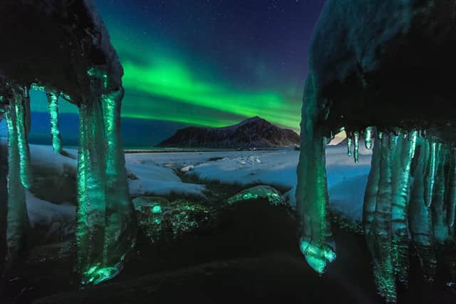Northern lights at Lofoten Islands, Norway.