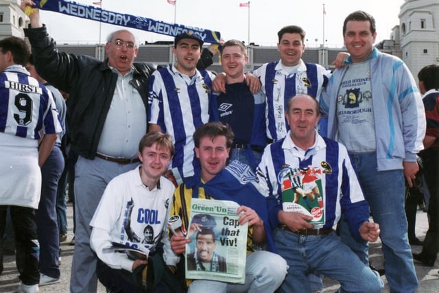 Sheffield Wednesday fans set to go to Wembley for the Sheffield Wednesday v Arsenal Coca-Cola Cup - 18th April 1993. Members of the Wilsher family and Finnigan family from Crookes