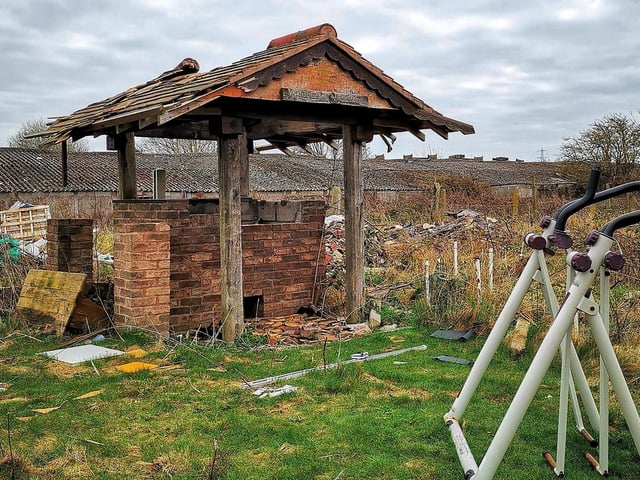 The outside of the farm has not escaped damage.