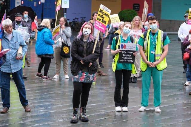 Rally in support of NHS workers at barkers Pool in Sheffield last year