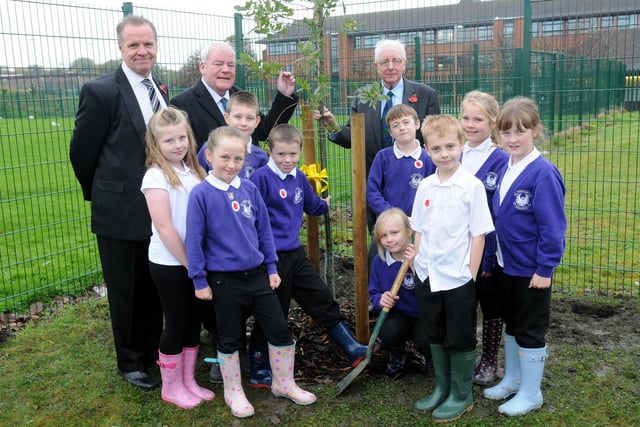 Hebburn Lakes Primary school council plant an oak tree at the back of the school.