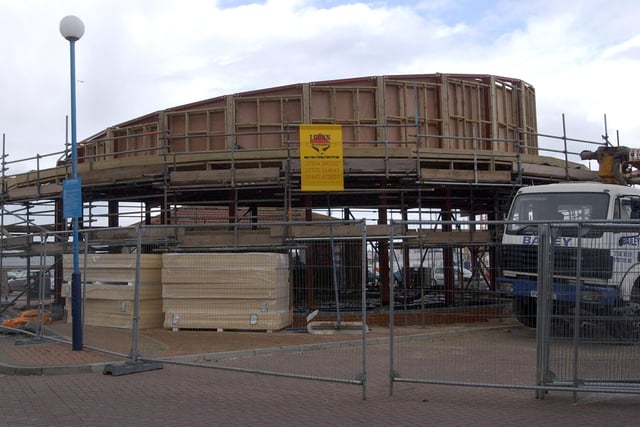 Work under way on the building of a new cafe at Navigation Point in 2009.