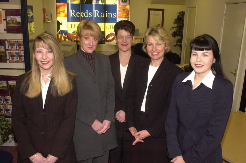 Reeds Rains estate agents Ecclesall Road , Banner Cross, Sheffield. Staff, left to right, Elaine Cam, Rona Jones, Lorna Dewsmap, Sharron Clarke and Kate Wilkinson pictured in 2001