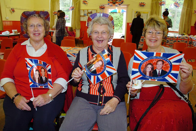 Royal Wedding party at Lea Village Hall near Gainsbroough. Pictured are Sandra Leeman, Vera Warner and Chris Fowler