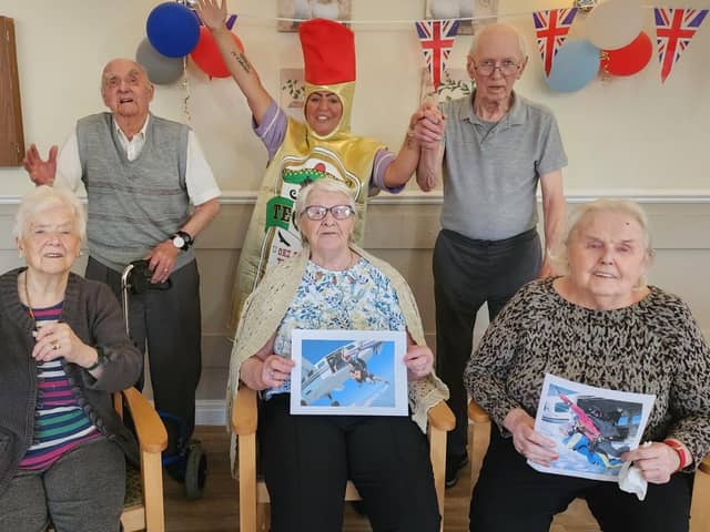 (back, centre) Rachael Addy, activities coordinator for Deangate Care Home, with residents.