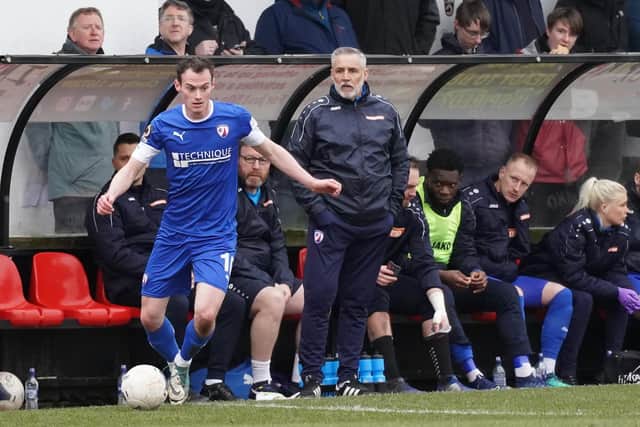Chesterfield manager John Pemberton on the touchline at Chorley on Saturday.