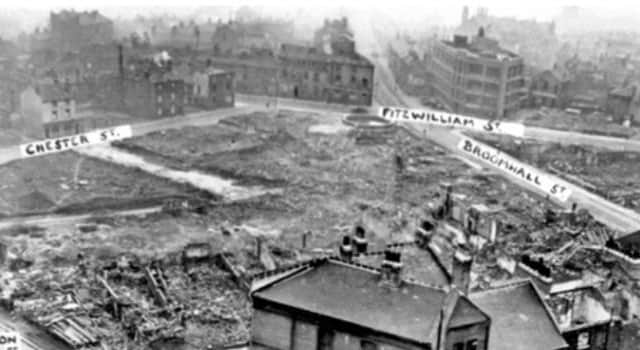 Cleared bomb sites on Devonshire Green after the Blitz