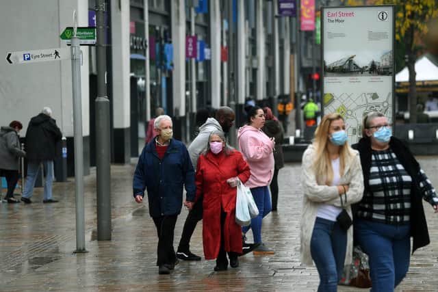 Shoppers wearing a face masks in Sheffield city centre.