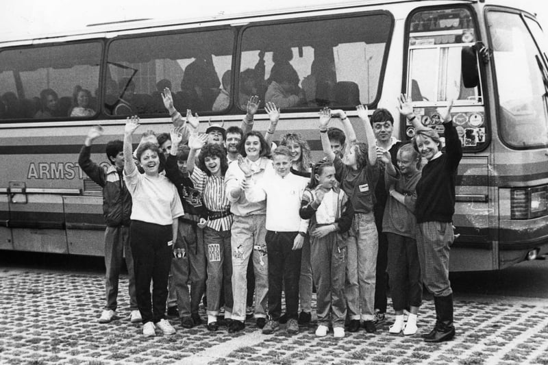 Pupils and teachers from Hedworthfield Comprehensive before leaving for their exchange trip to Wuppertal and Remscheid in Germany in October 1987. Who do you recognise?