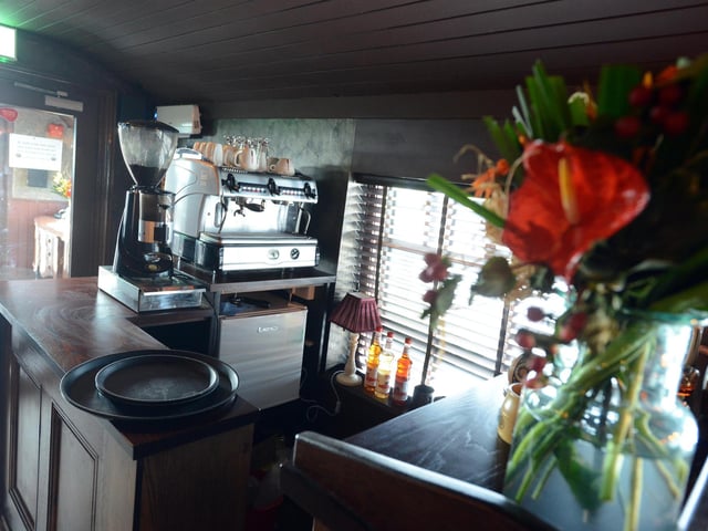 Speciality coffees are on offer for those who want to warm up after a walk on the beach.