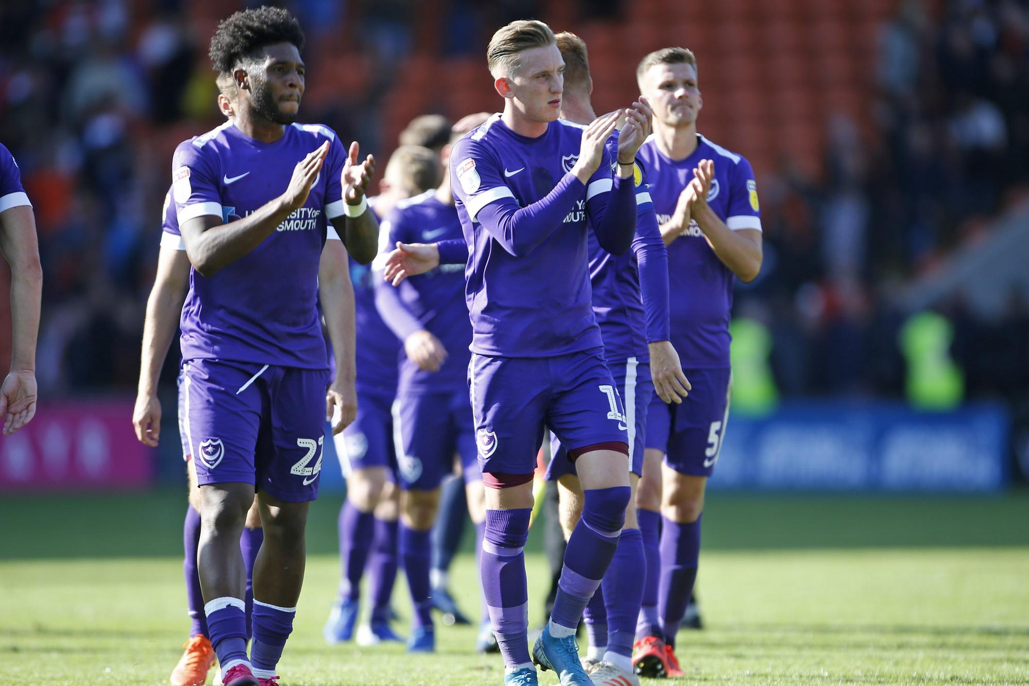 Pompey players after drawing with Blackpool earlier this season. Picture: Paul Thompson