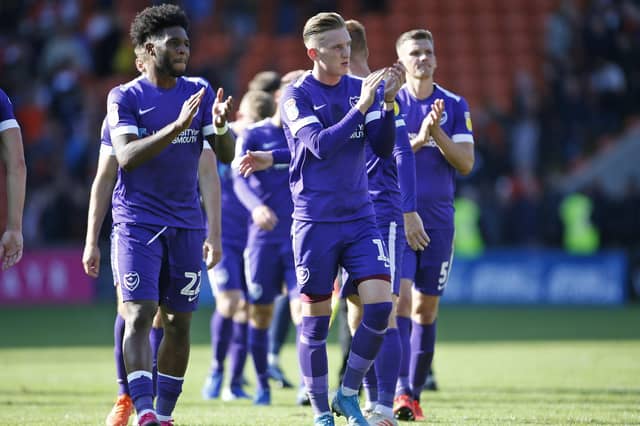 Pompey players after drawing with Blackpool earlier this season. Picture: Paul Thompson