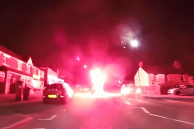 Fireworks are thrown at car in Sheffield. South Yorkshire Police have issued a safety warning after being called to 150 incidents in the past week